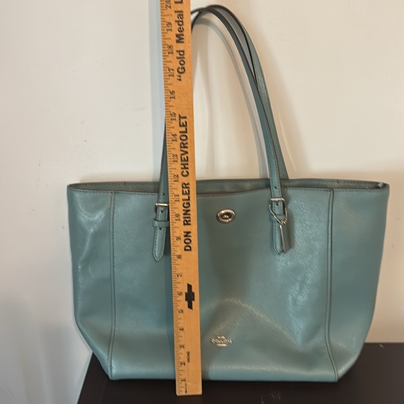 Authentic COACH Crossgrain Leather Laptop Tote Sage Blue 29086 - Picture 12 of 13